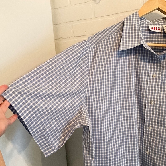 Vintage Women’s Button shirt Alia Like new Blue Gingham Plaid Cotton blend 20W - Picture 4 of 9